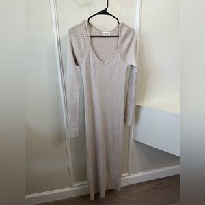 Freshman Beige Long Sleeve Knit Dress
